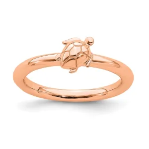 Sterling Silver Stackable Expressions Pink-plated Turtle Ring | QSK1953