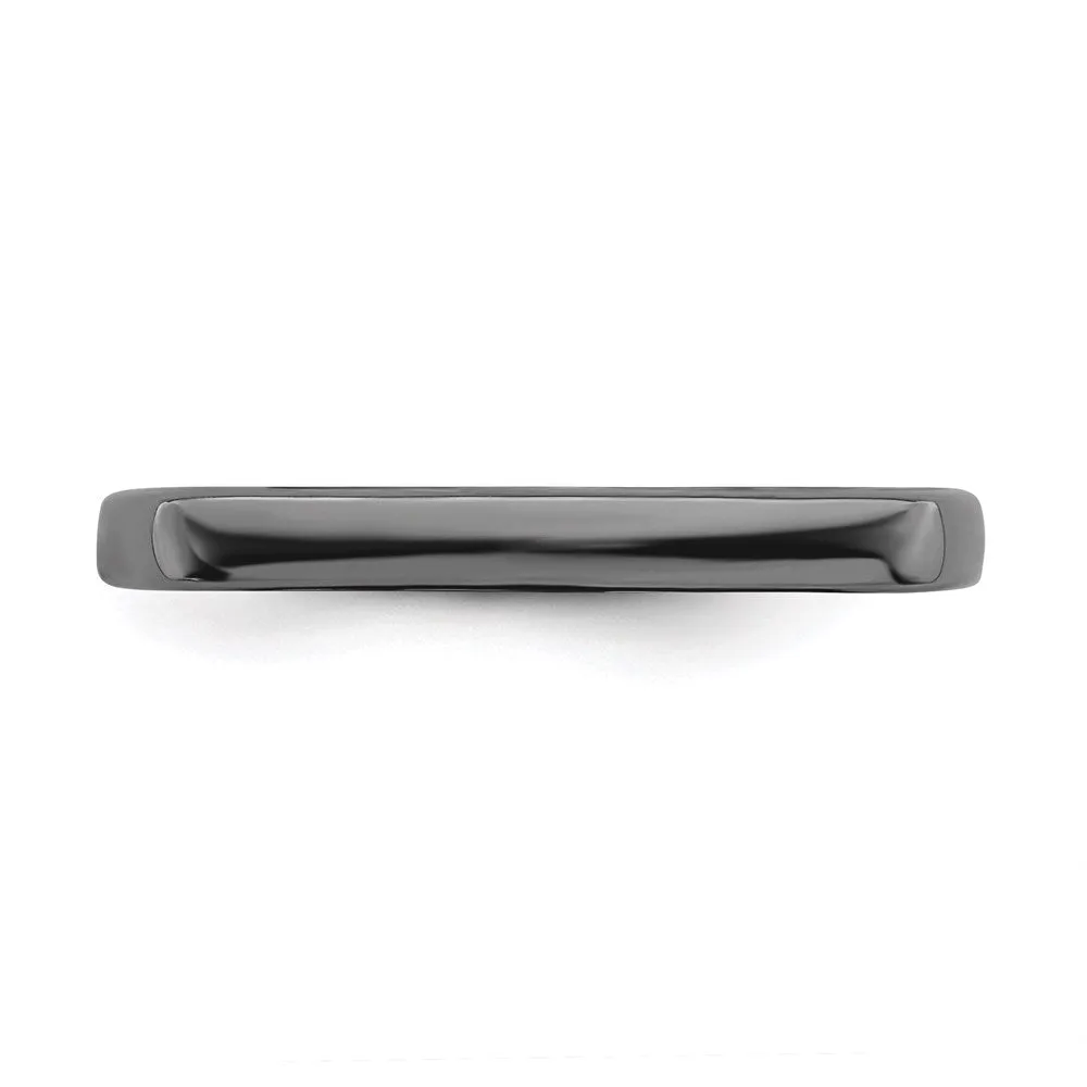 Sterling Silver Stackable Expressions Polished Black-plated Square Ring | QSK778