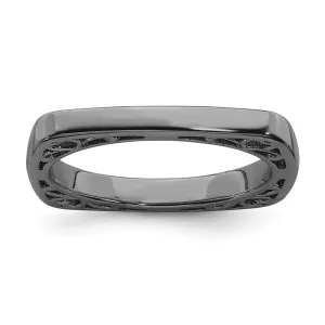 Sterling Silver Stackable Expressions Polished Black-plated Square Ring | QSK778