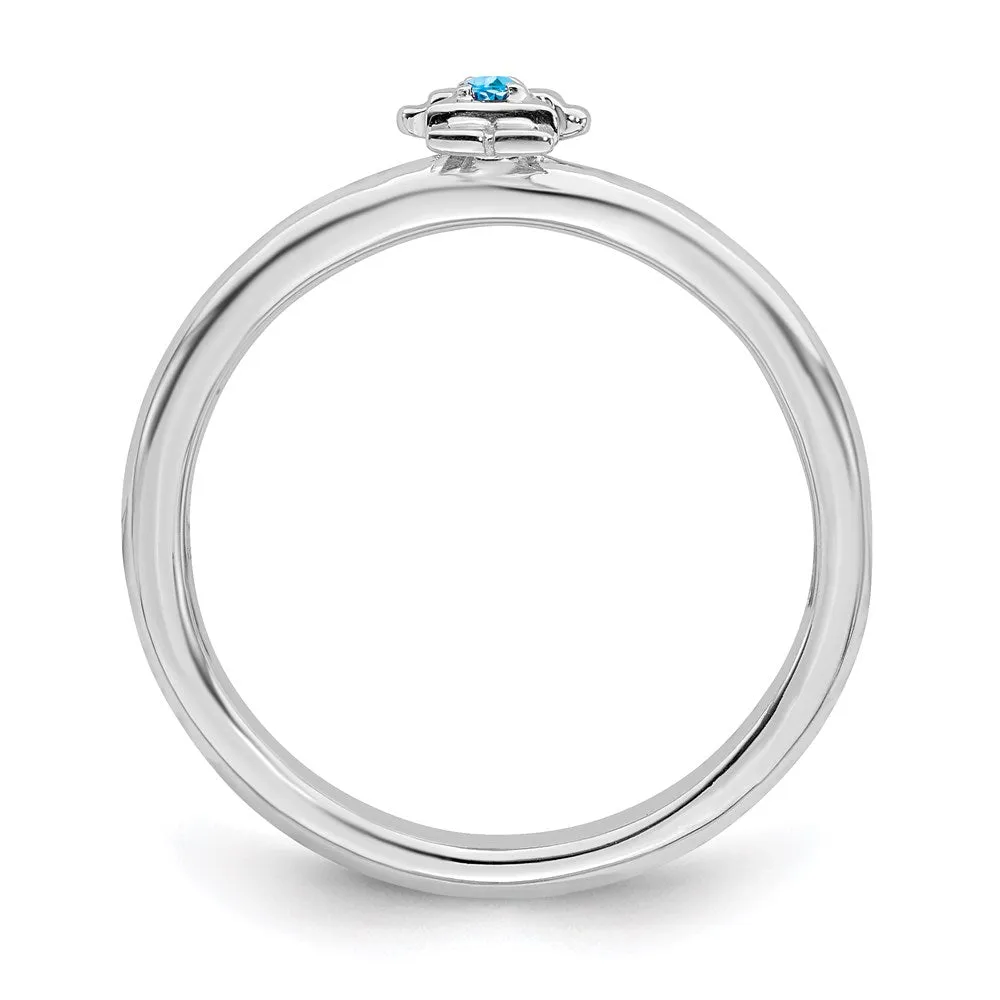 Sterling Silver Stackable Expressions Rhodium Blue Topaz Girl Ring | QSK1934