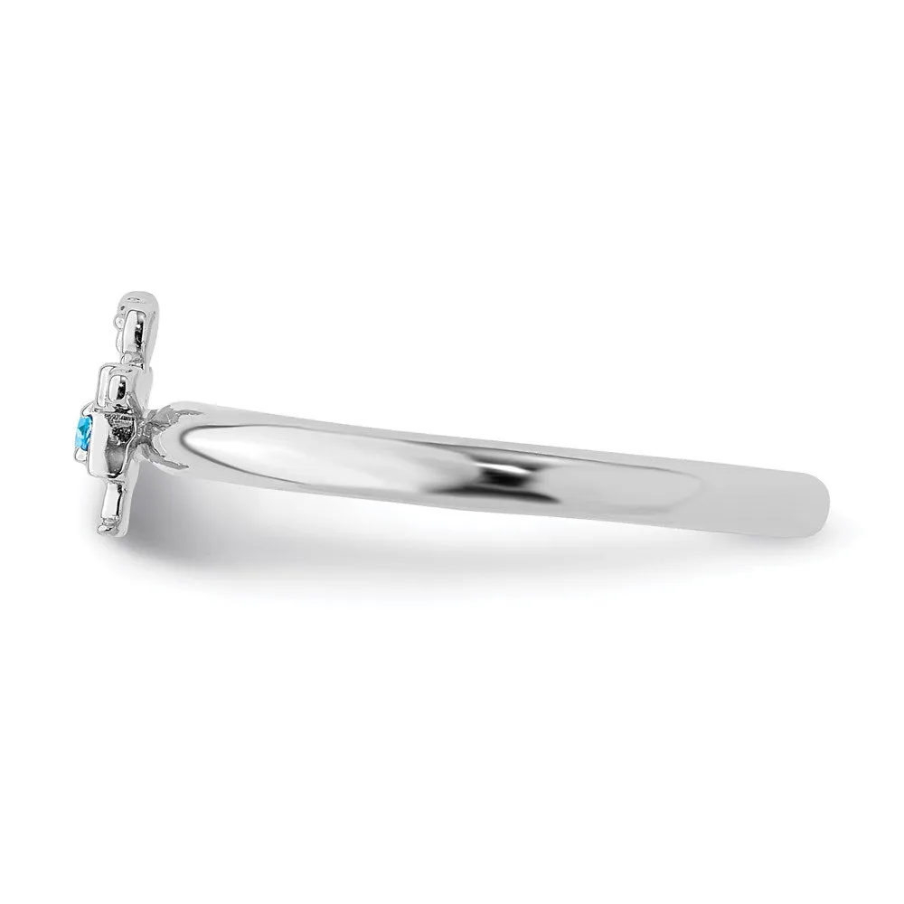 Sterling Silver Stackable Expressions Rhodium Blue Topaz Girl Ring | QSK1934