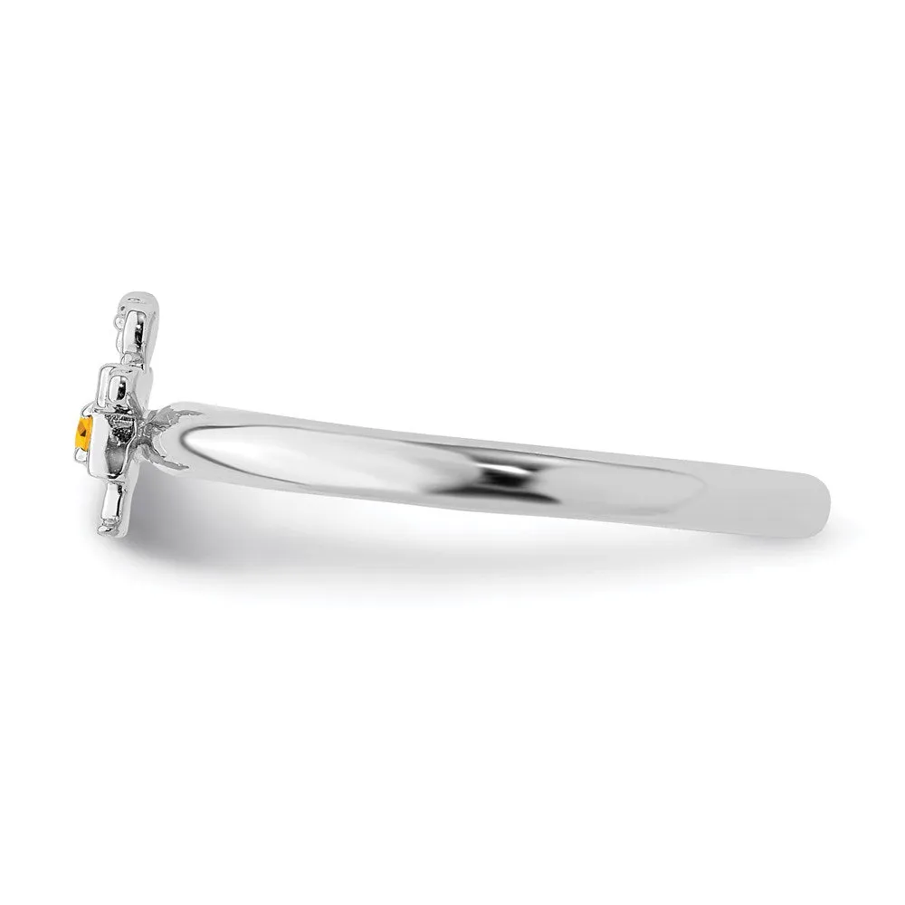 Sterling Silver Stackable Expressions Rhodium Citrine Girl Ring | QSK1933