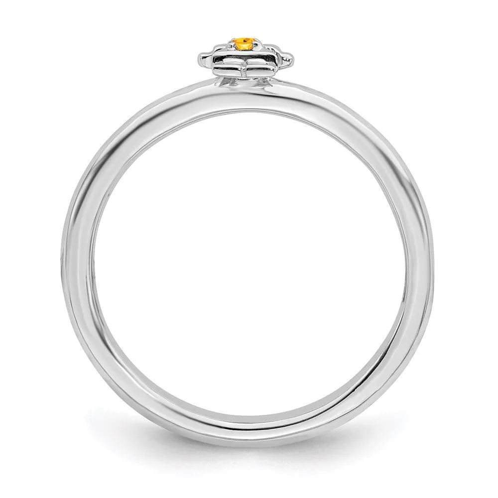 Sterling Silver Stackable Expressions Rhodium Citrine Girl Ring | QSK1933