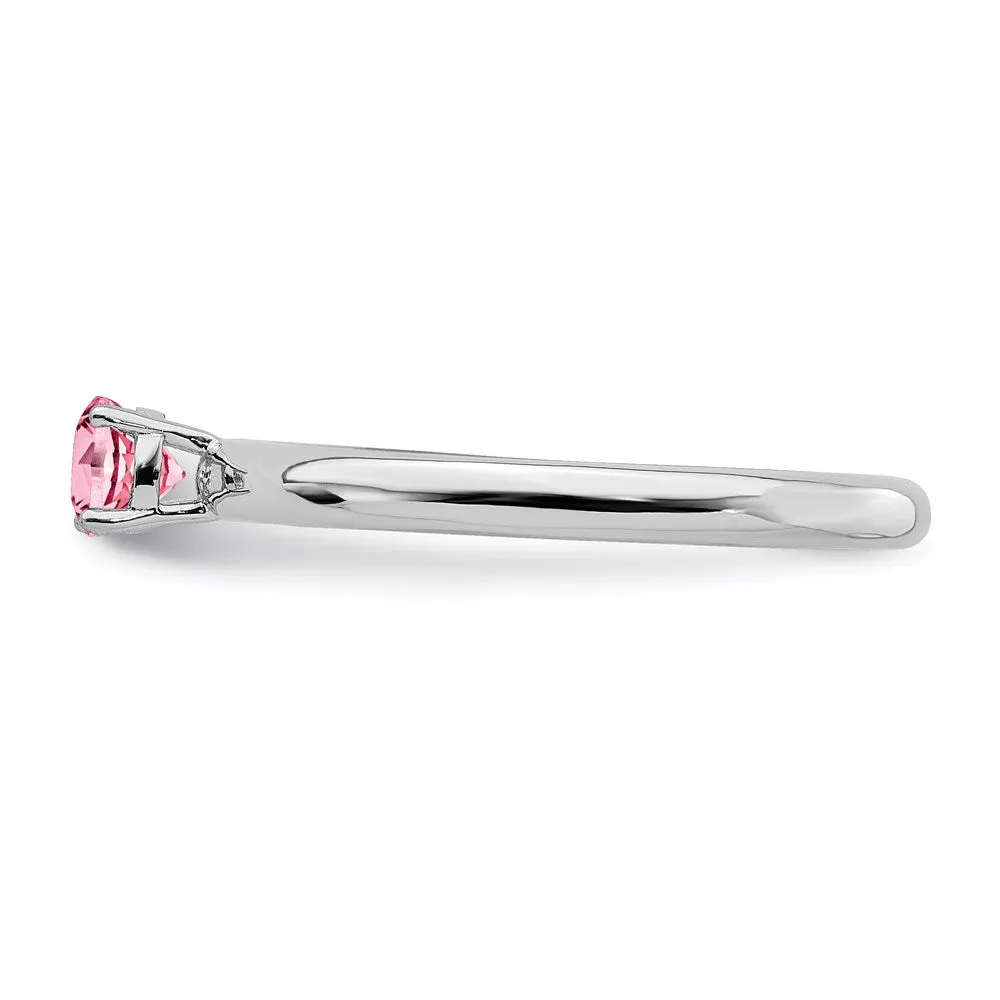 Sterling Silver Stackable Expressions Rhodium Pink Tourmaline Ring | QSK1908