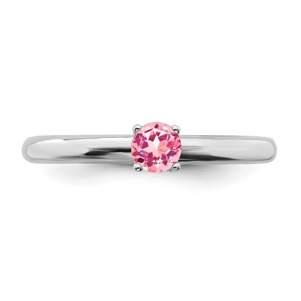 Sterling Silver Stackable Expressions Rhodium Pink Tourmaline Ring | QSK1908