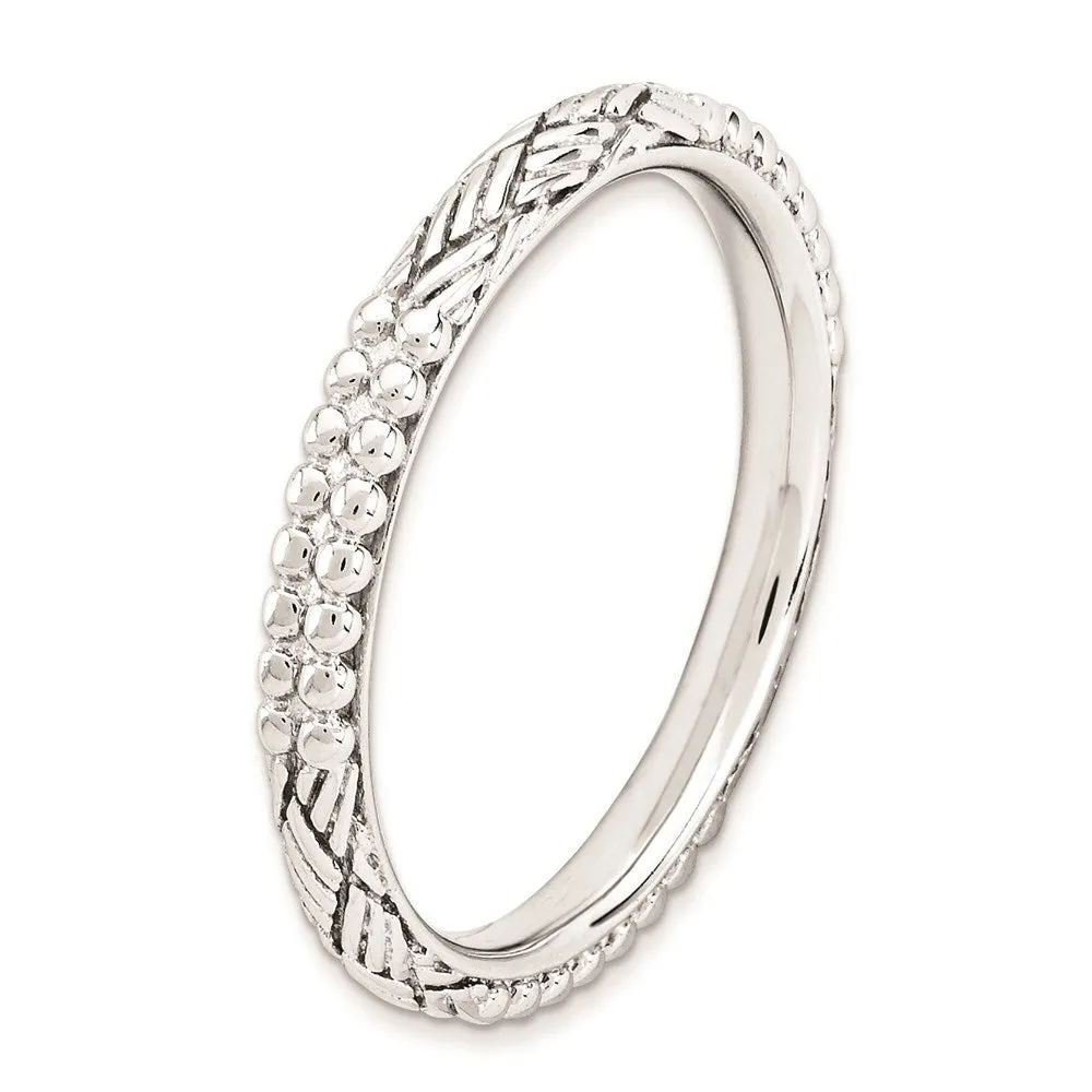 Sterling Silver Stackable Expressions Rhodium-plated Patterned Ring | QSK1561