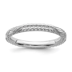 Sterling Silver Stackable Expressions Rhodium-plated Patterned Ring | QSK1561