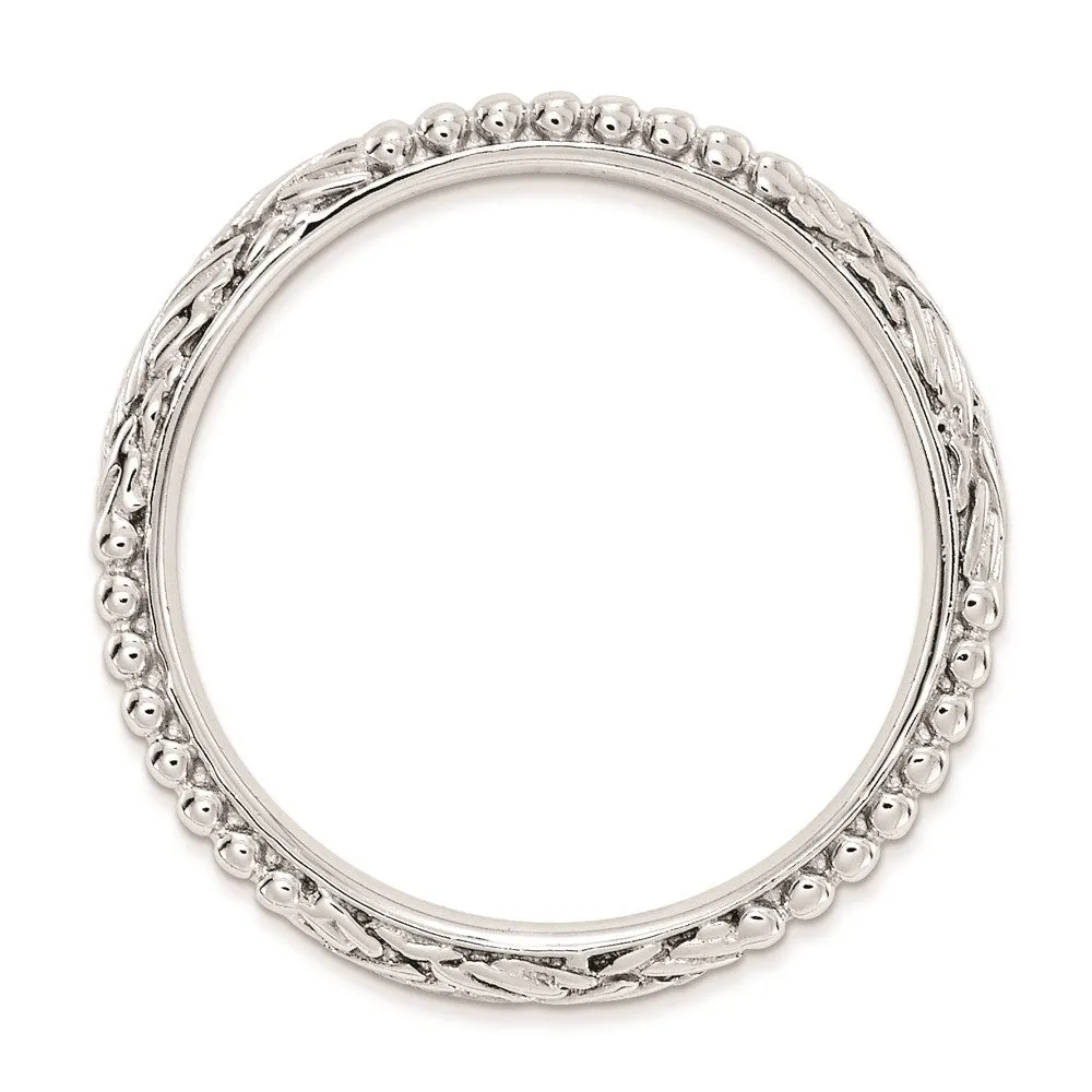 Sterling Silver Stackable Expressions Rhodium-plated Patterned Ring | QSK1561