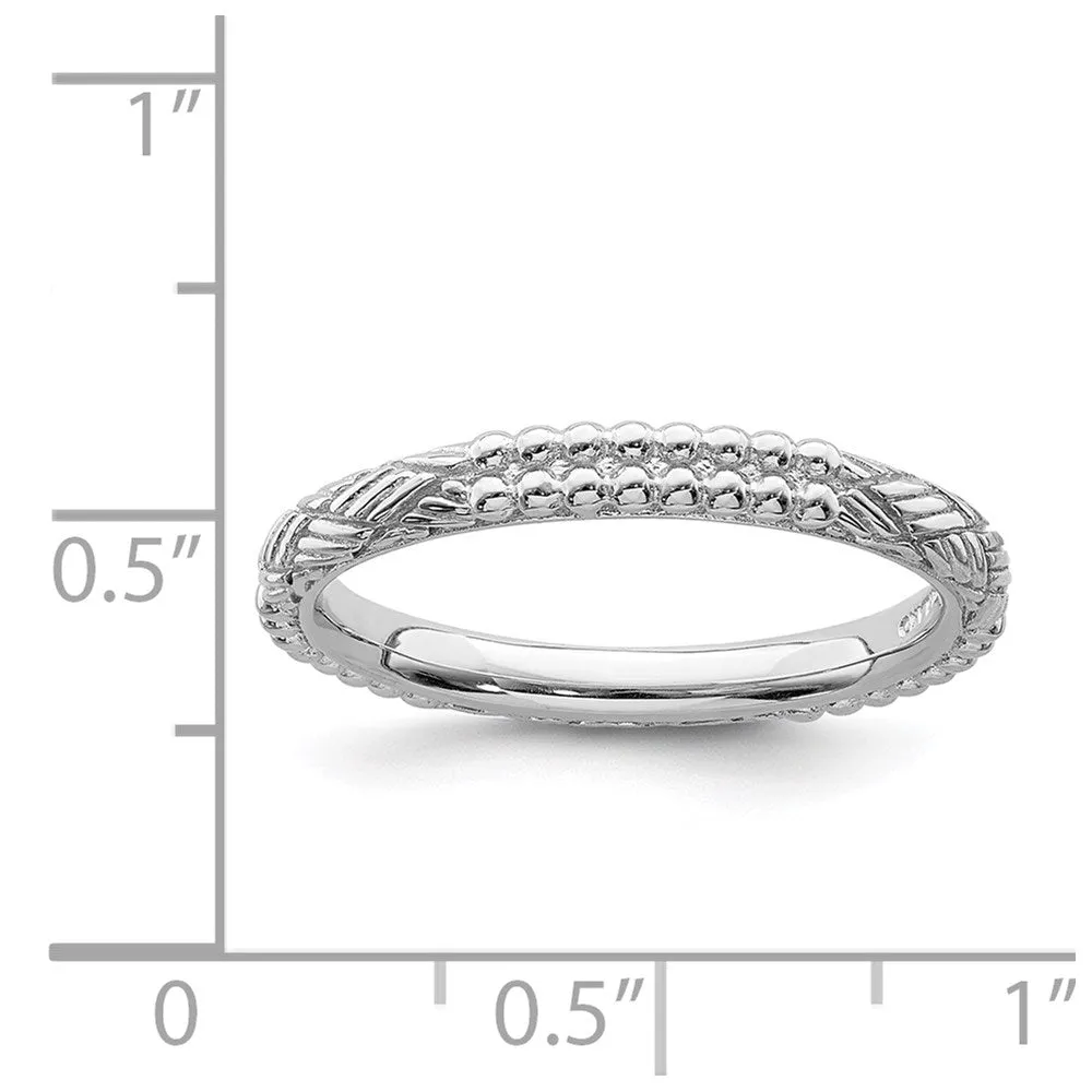Sterling Silver Stackable Expressions Rhodium-plated Patterned Ring | QSK1561