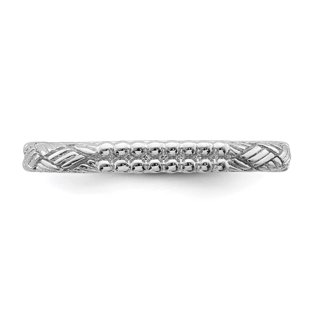 Sterling Silver Stackable Expressions Rhodium-plated Patterned Ring | QSK1561
