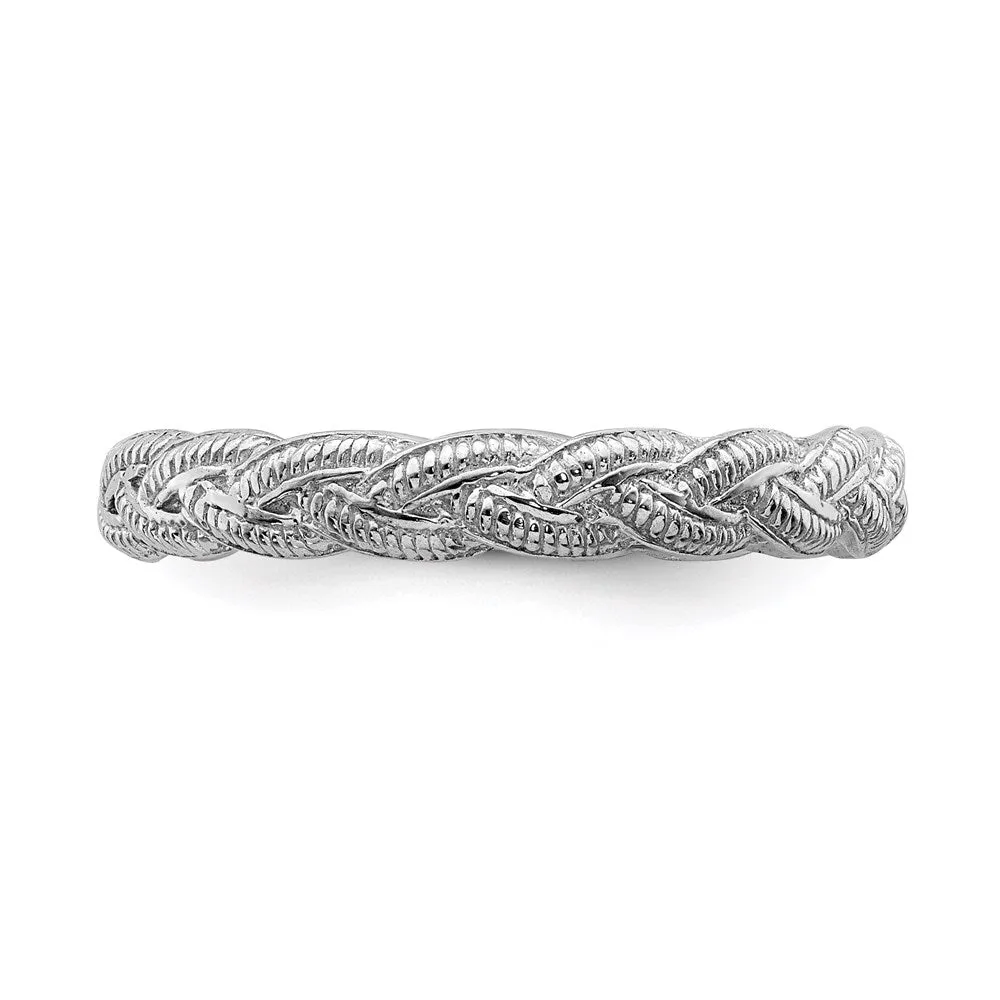 Sterling Silver Stackable Expressions Rhodium-plated Twist Ring | QSK1559
