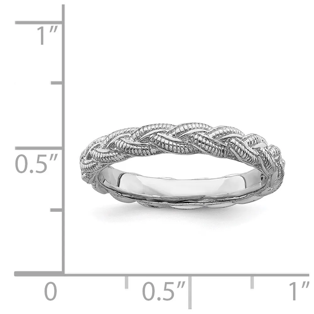 Sterling Silver Stackable Expressions Rhodium-plated Twist Ring | QSK1559