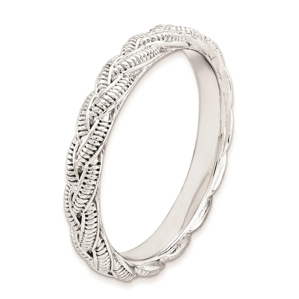 Sterling Silver Stackable Expressions Rhodium-plated Twist Ring | QSK1559