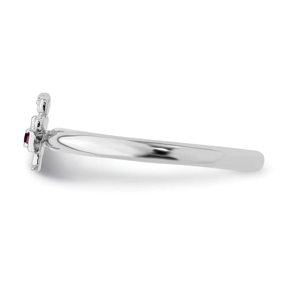 Sterling Silver Stackable Expressions Rhodium Rhodolite Garnet Girl Ring | QSK1928