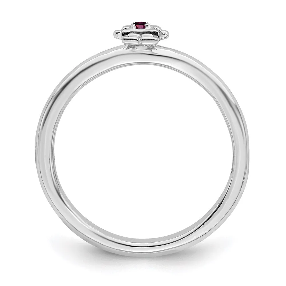 Sterling Silver Stackable Expressions Rhodium Rhodolite Garnet Girl Ring | QSK1928