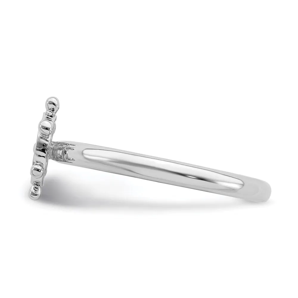 Sterling Silver Stackable Expressions Rhodium Ship's Wheel Ring | QSK1944