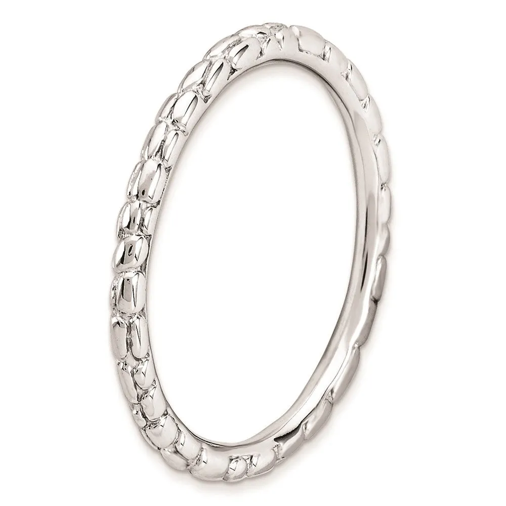 Sterling Silver Stackable Expressions Rhodium Twisted Ring | QSK179