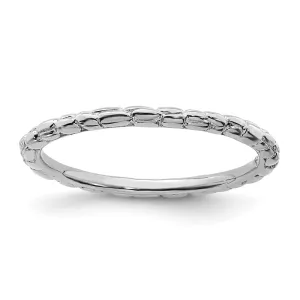 Sterling Silver Stackable Expressions Rhodium Twisted Ring | QSK179