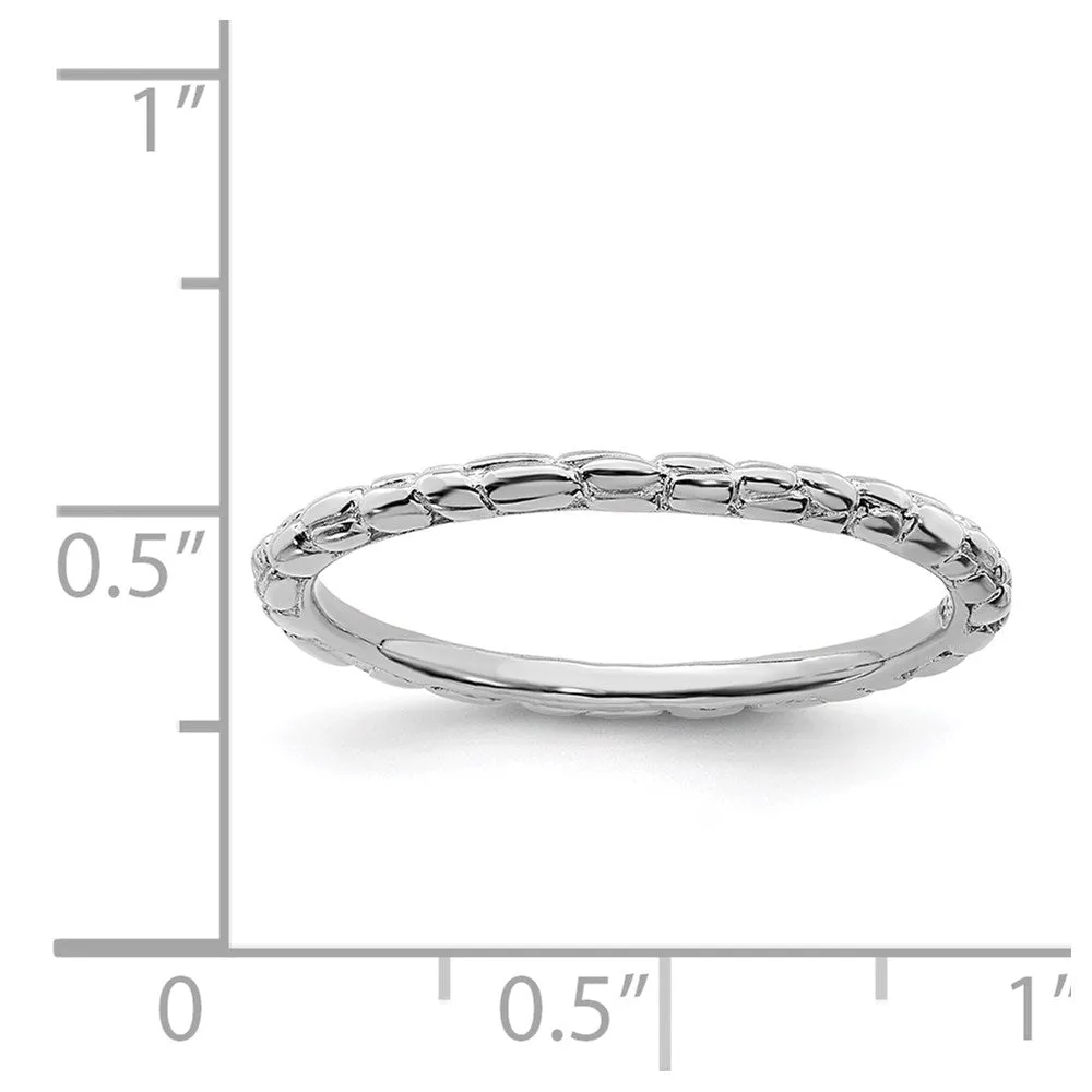 Sterling Silver Stackable Expressions Rhodium Twisted Ring | QSK179