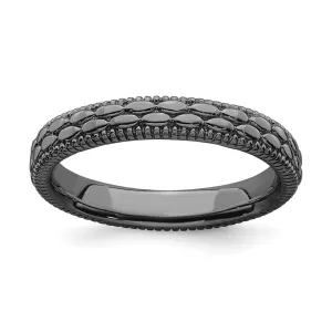 Sterling Silver Stackable Expressions Ruthenium-plated Patterned Ring | QSK1565