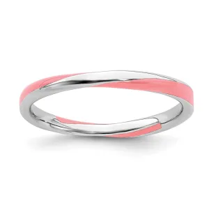 Sterling Silver Stackable Expressions Twisted Pink Enameled Ring | QSK568