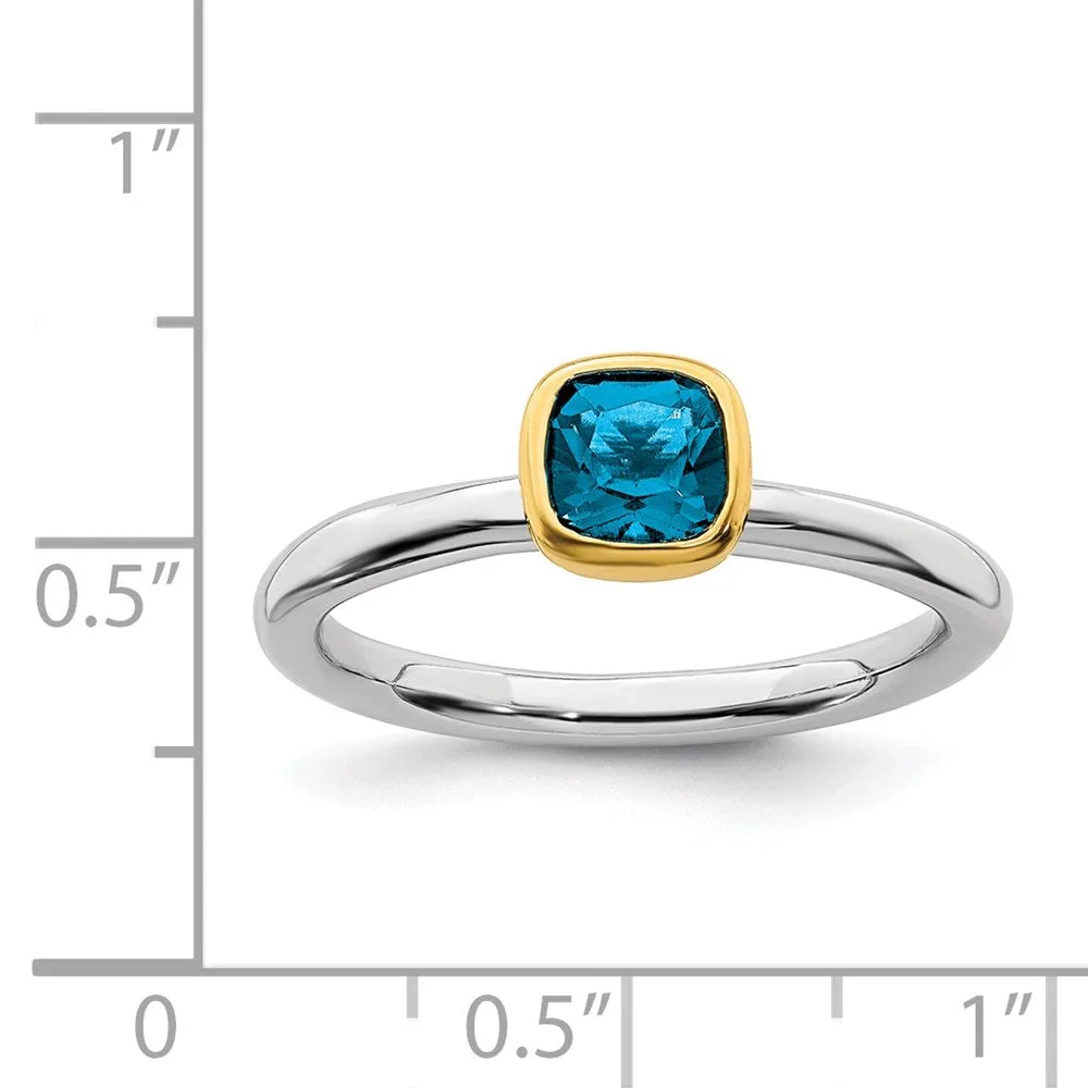 Sterling Silver Stackable Expressions w/Gold-plated Blue Topaz Ring | QSK1898