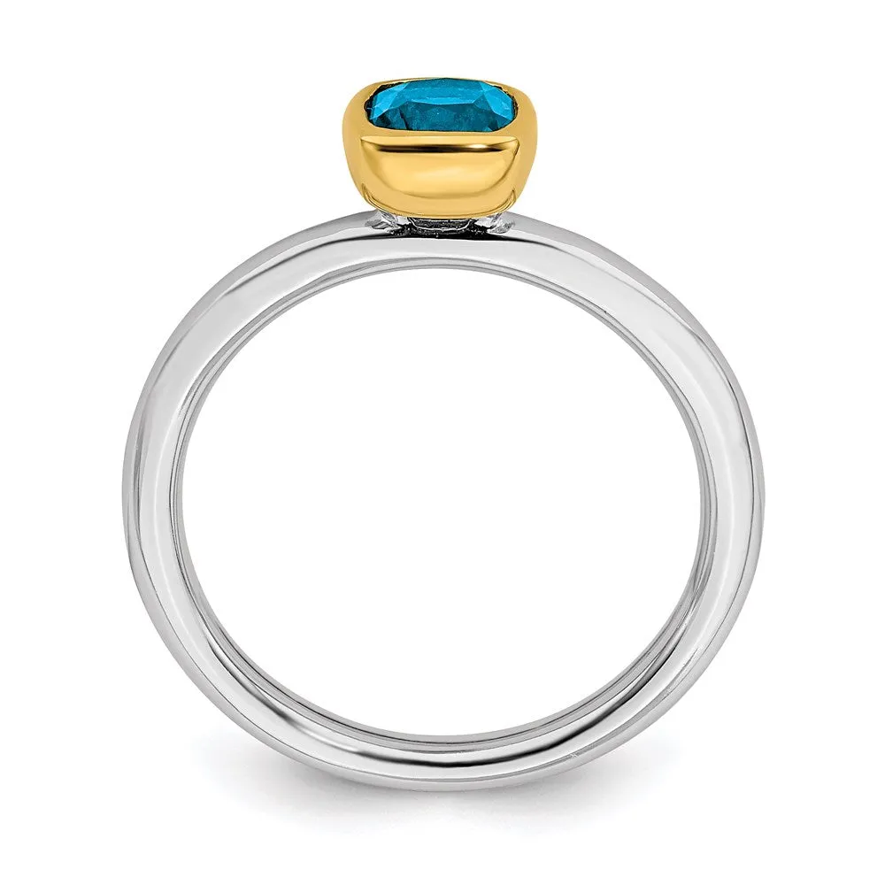 Sterling Silver Stackable Expressions w/Gold-plated Blue Topaz Ring | QSK1898