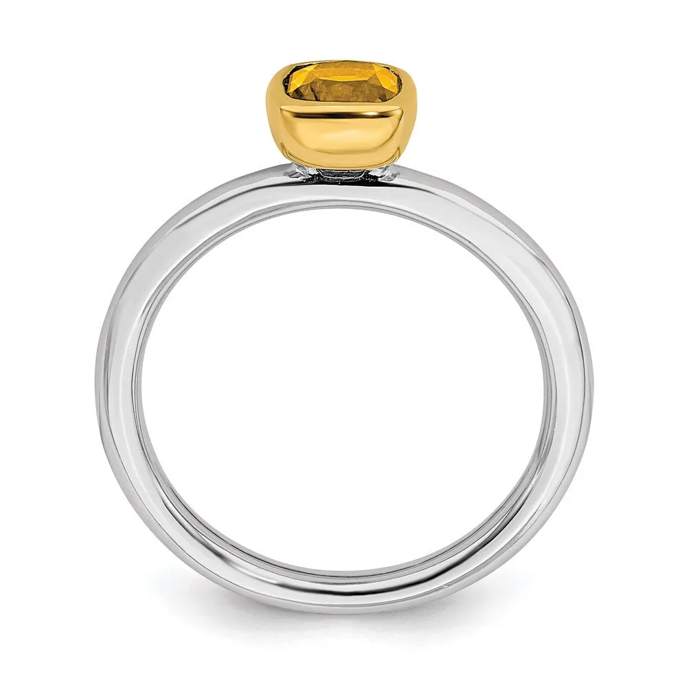 Sterling Silver Stackable Expressions w/Gold-plated Citrine Ring | QSK1897