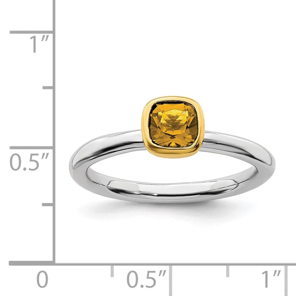 Sterling Silver Stackable Expressions w/Gold-plated Citrine Ring | QSK1897