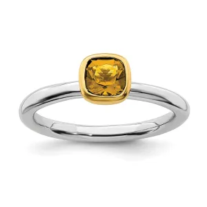 Sterling Silver Stackable Expressions w/Gold-plated Citrine Ring | QSK1897