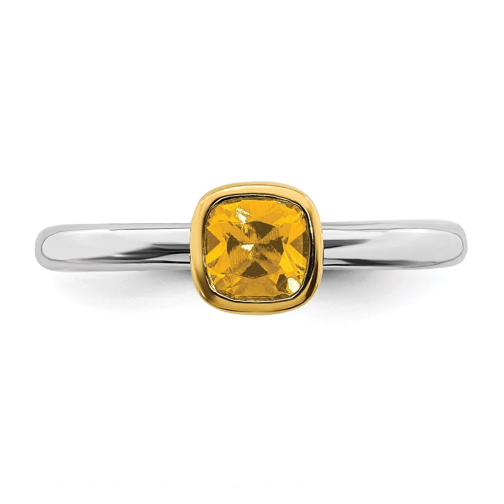 Sterling Silver Stackable Expressions w/Gold-plated Citrine Ring | QSK1897