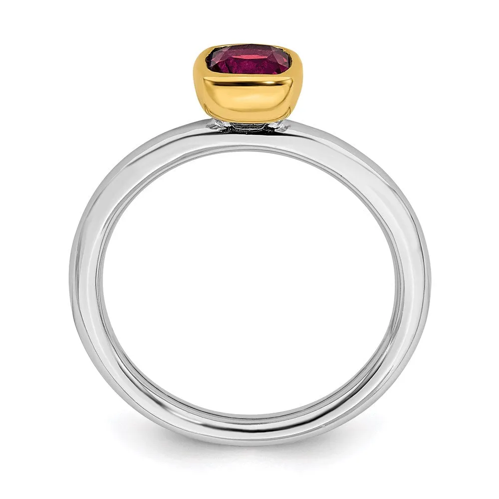 Sterling Silver Stackable Expressions w/Gold-plated Cr. Ruby Ring | QSK1893