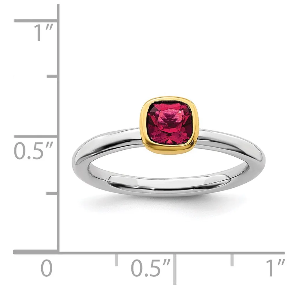 Sterling Silver Stackable Expressions w/Gold-plated Cr. Ruby Ring | QSK1893