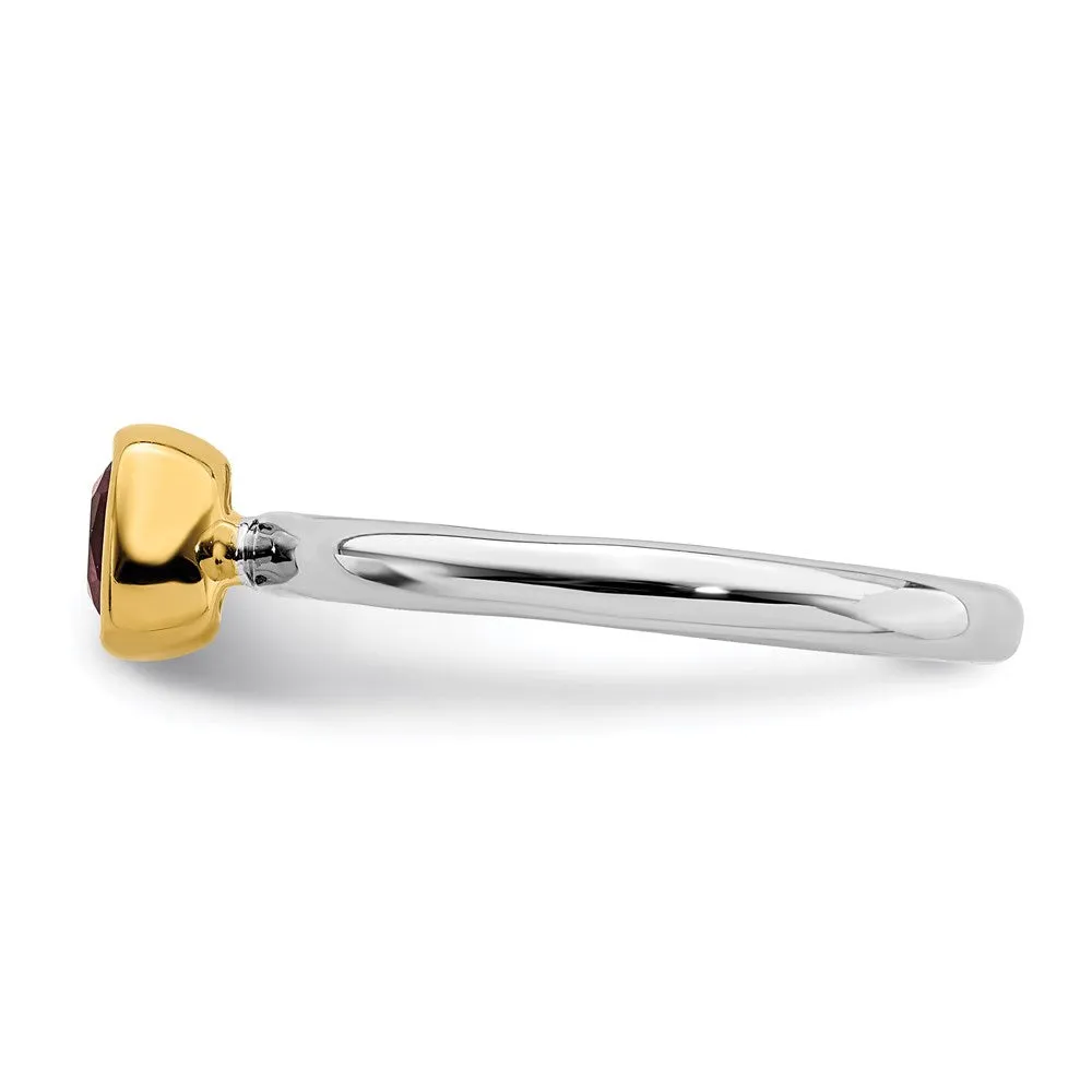 Sterling Silver Stackable Expressions w/Gold-plated Cr. Ruby Ring | QSK1893