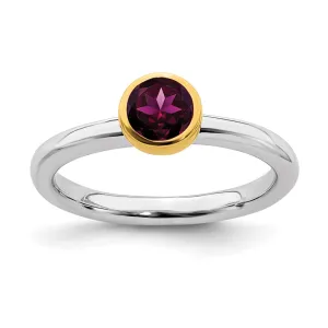 Sterling Silver Stackable Expressions w/Gold-plated Rhod. Garnet Ring | QSK1880
