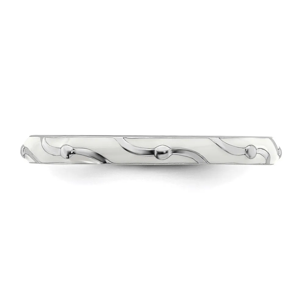 Sterling Silver Stackable Expressions White Enamel Ring | QSK1505