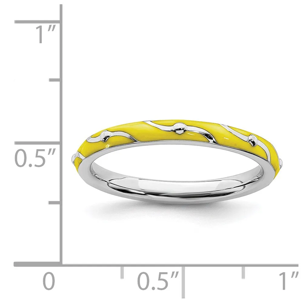 Sterling Silver Stackable Expressions Yellow Enamel Ring | QSK1500