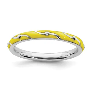 Sterling Silver Stackable Expressions Yellow Enamel Ring | QSK1500