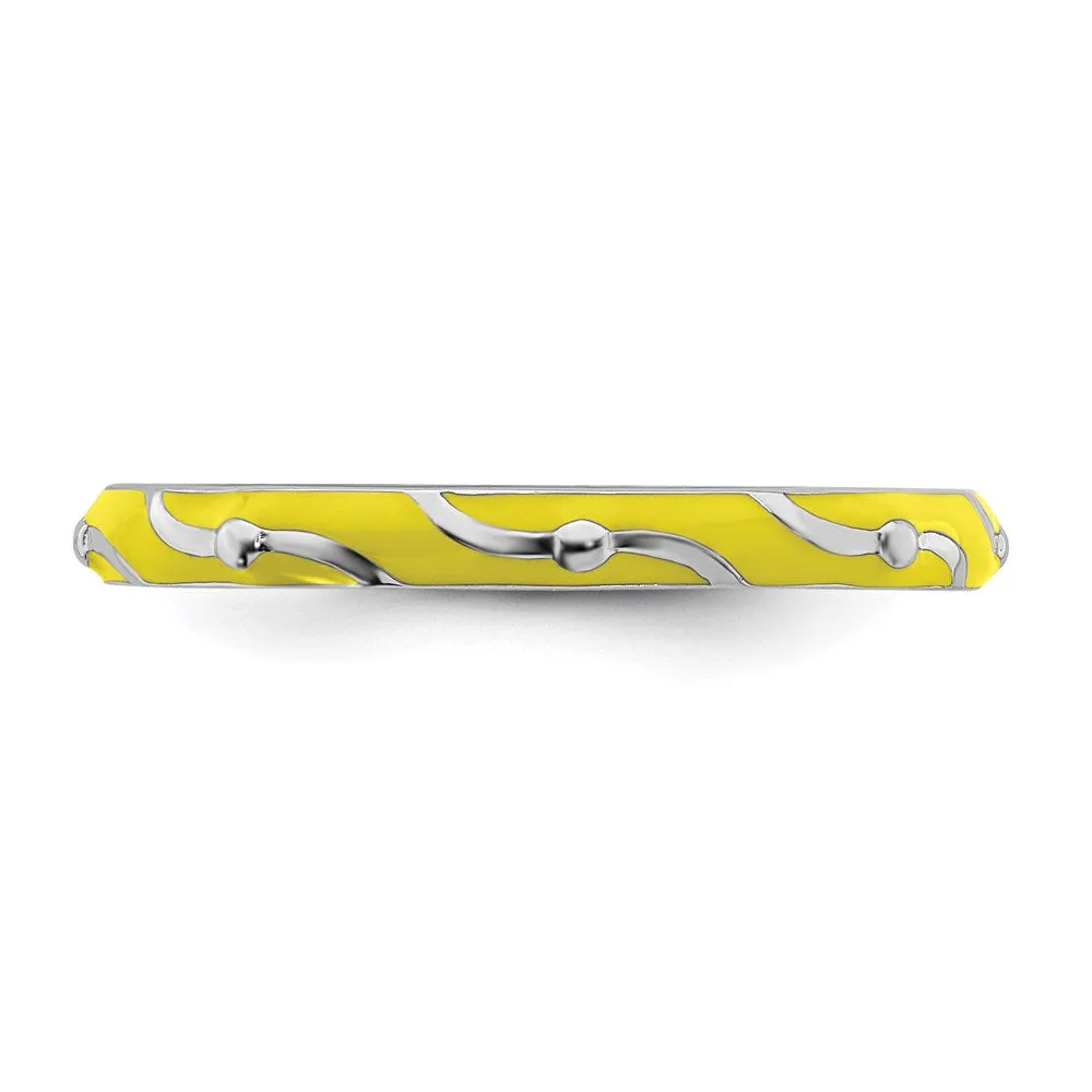 Sterling Silver Stackable Expressions Yellow Enamel Ring | QSK1500