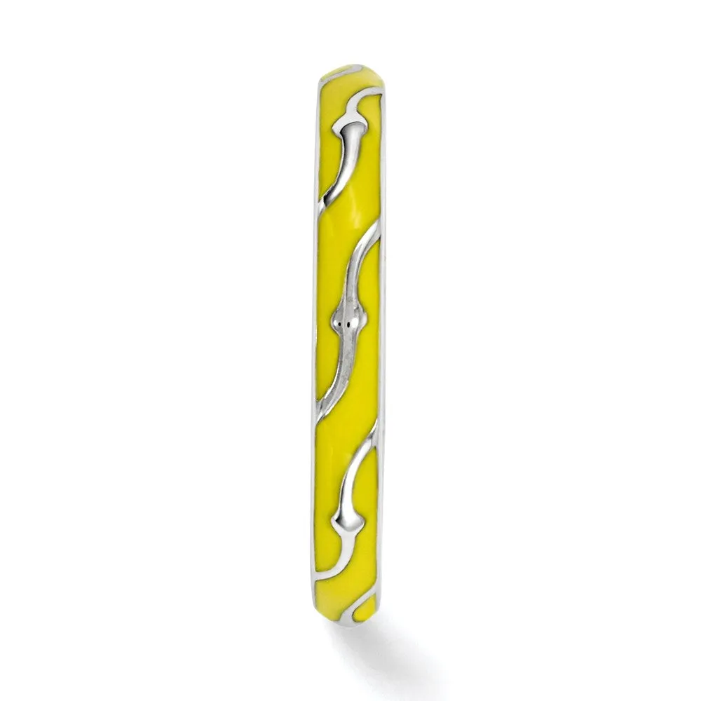 Sterling Silver Stackable Expressions Yellow Enamel Ring | QSK1500
