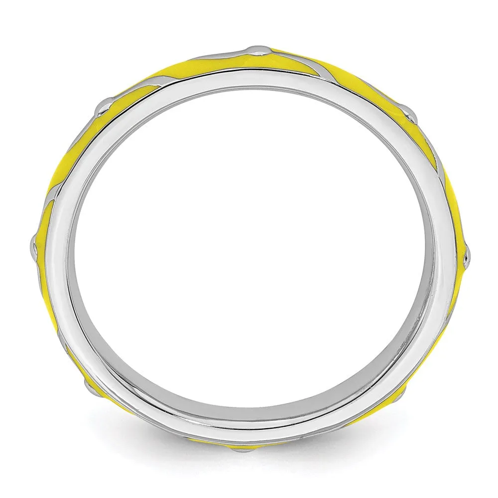 Sterling Silver Stackable Expressions Yellow Enamel Ring | QSK1500