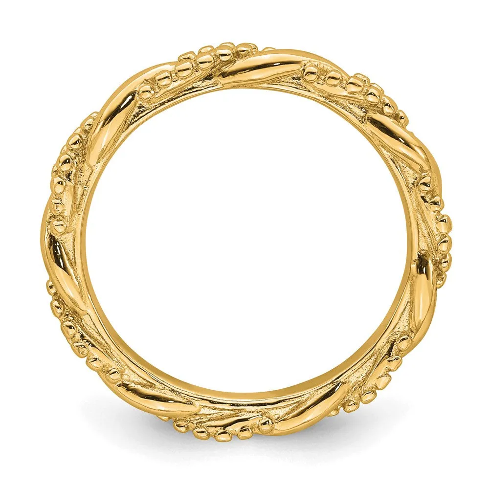 Sterling Silver Stackable Expressions Yellow-plated Twist Ring | QSK2002