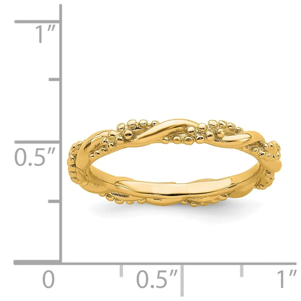 Sterling Silver Stackable Expressions Yellow-plated Twist Ring | QSK2002