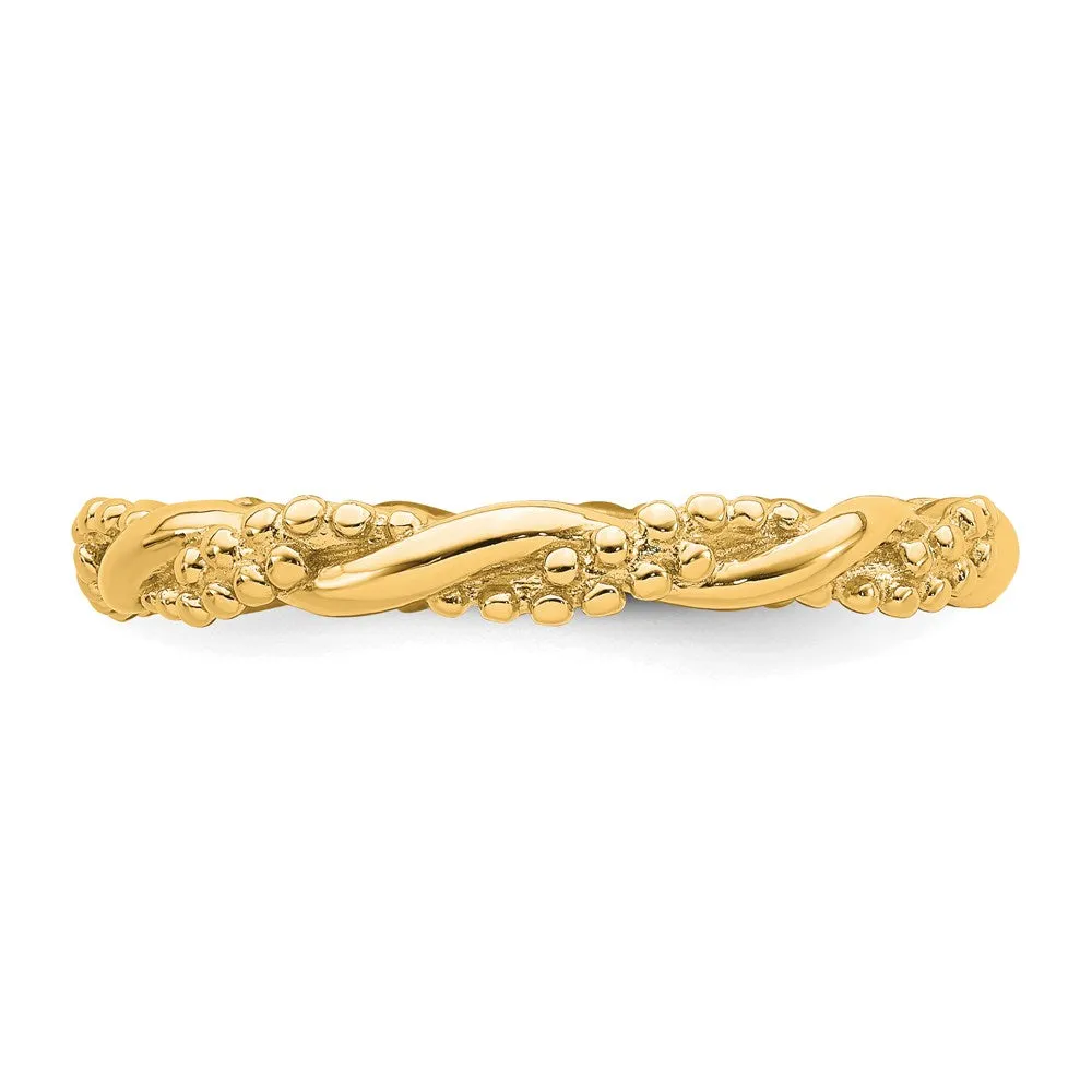 Sterling Silver Stackable Expressions Yellow-plated Twist Ring | QSK2002