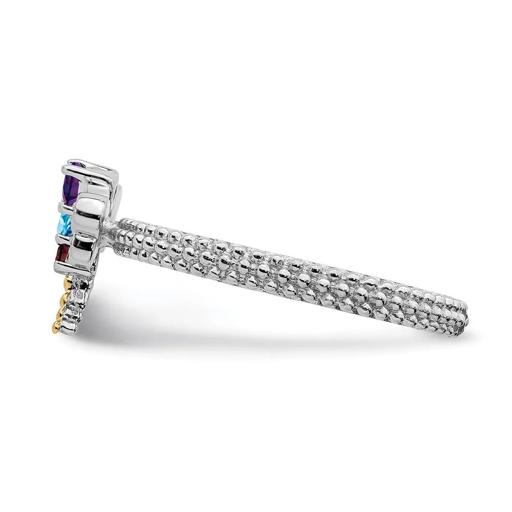 Sterling Silver&14k Stackable Expressions Gemstone & Diamond Dragonfly Ring | QSK912