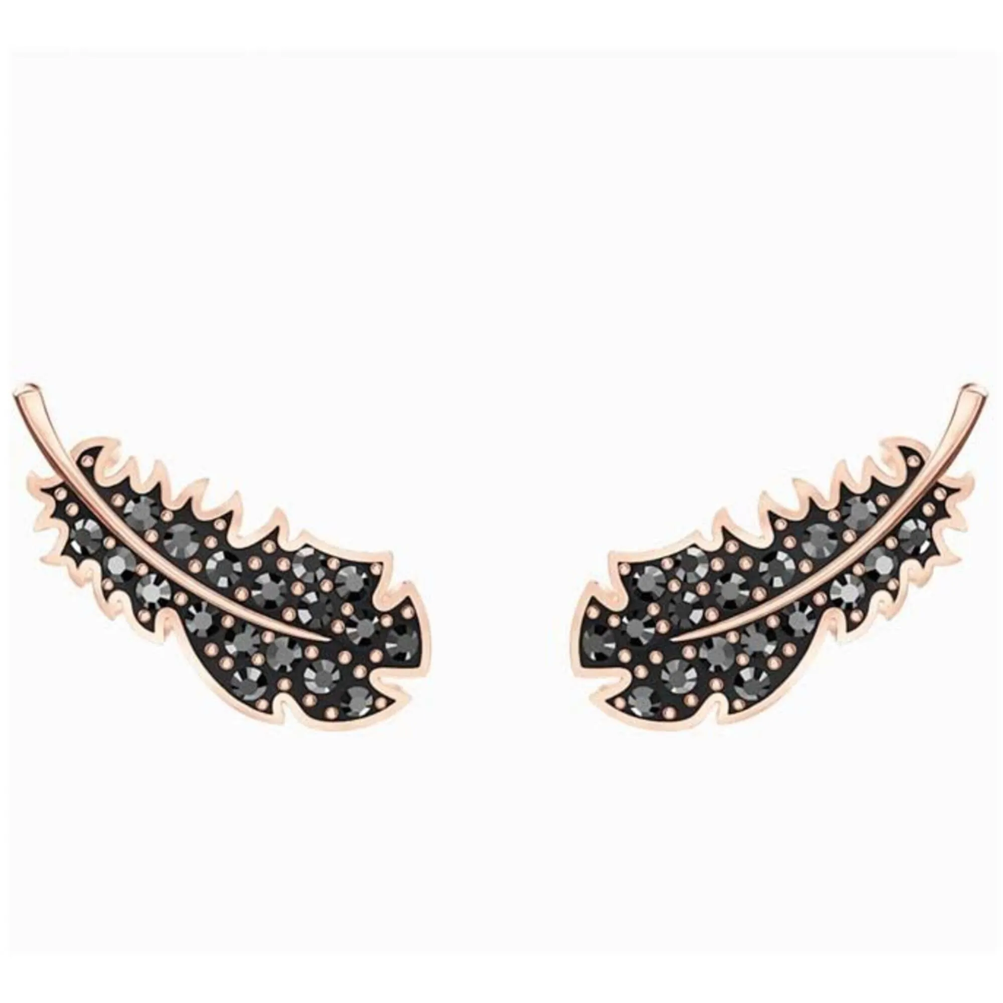 Swarovski Women's Earrings - Power Rose Gold Plated Black Crystals | 5516010