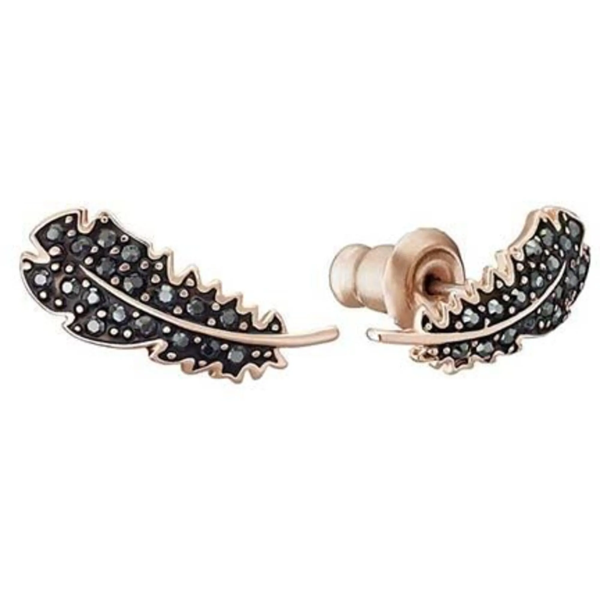 Swarovski Women's Earrings - Power Rose Gold Plated Black Crystals | 5516010