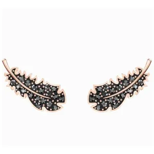 Swarovski Women's Earrings - Power Rose Gold Plated Black Crystals | 5516010