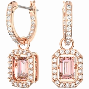 Swarovski Women's Earrings - Millenia Octagon Cut Pink Stone Rose Gold | 5649474