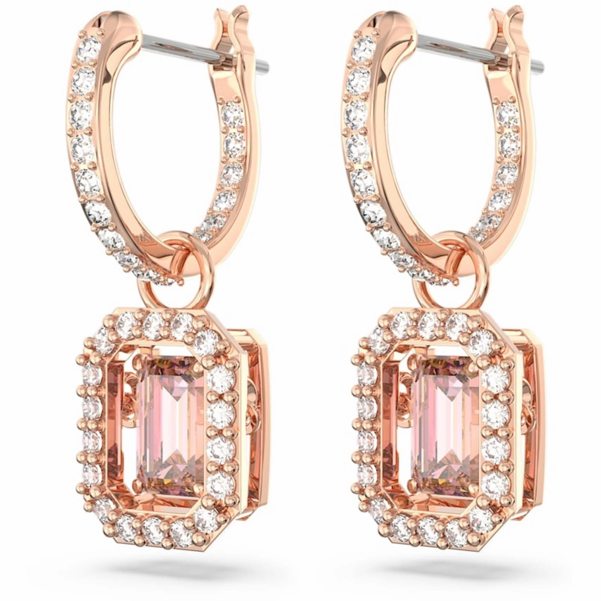 Swarovski Women's Earrings - Millenia Octagon Cut Pink Stone Rose Gold | 5649474
